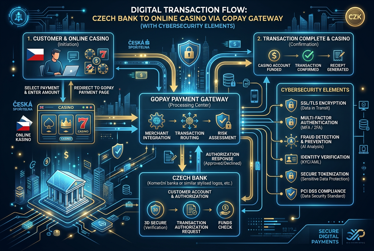 Infografika průběhu transakce přes GoPay bránu